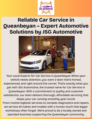 Trusted Car Service Queanbeyan – Expert Auto Care  JSG Automotive