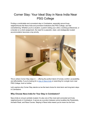 Service Apartments in Coimbatore Peelamedu – Stay Close, Stay Easy