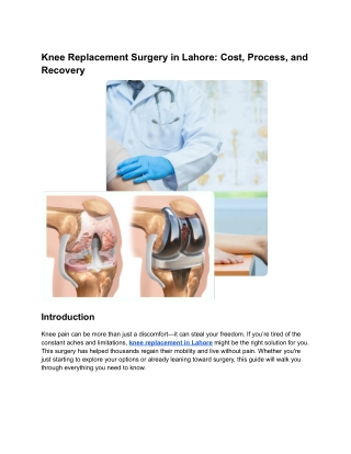 Knee Replacement Surgery in Lahore_ Cost, Process, and Recovery