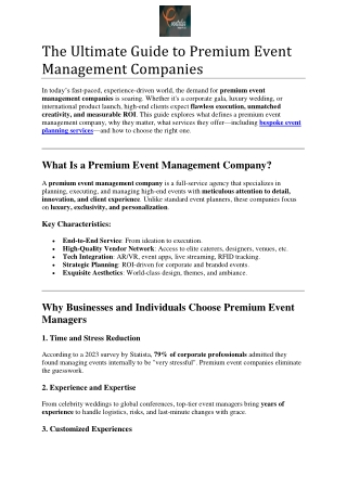 The Ultimate Guide to Premium Event Management Companies