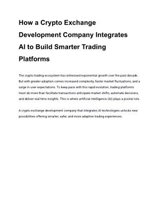 how a crypto exchange development company integrates ai to build smarter trading platforms