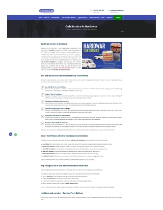 Best Cab Service in Haridwar | Book Our taxi Service in Haridwar| haridwar cab s