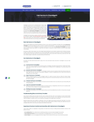 Cab Service In Chandigarh