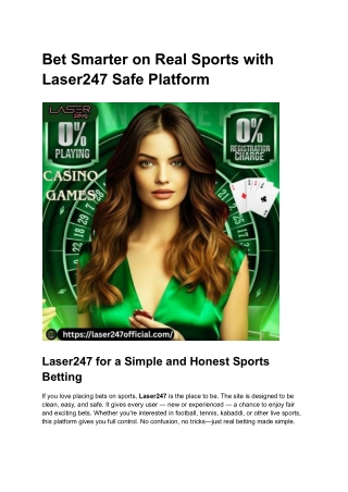 Bet Smarter on Real Sports with Laser247 Safe Platform