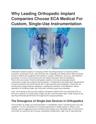 Single-Use Instrumentation