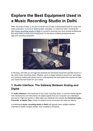 Explore the Best Equipment Used in a Music Recording Studio in Delhi