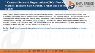 Global Contract Research Organization (CROs) Services Market