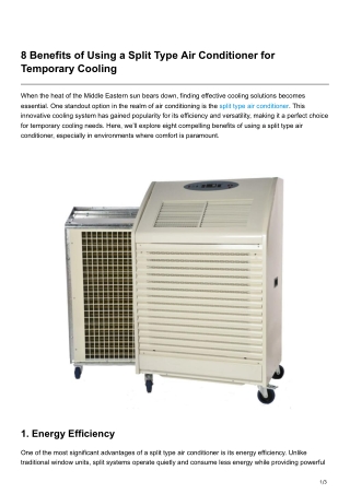 Benefits of Using a Split Type Air Conditioner for TemporaryCooling