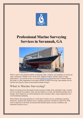 Professional Marine Surveying Services in Savannah GA