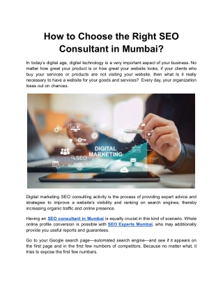 Who is an SEO consultant in Mumbai
