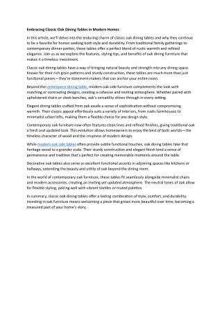 Embracing Classic Oak Dining Tables in Modern Homes - 02