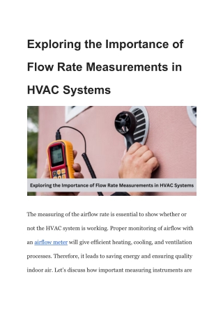 Exploring the Importance of Flow Rate Measurements in HVAC Systems