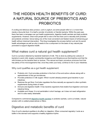 THE HIDDEN HEALTH BENEFITS OF CURD_ A NATURAL SOURCE OF PREBIOTICS AND PROBIOTICS