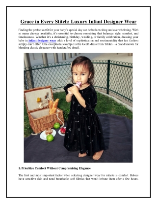 Grace in Every Stitch  Luxury Infant Designer Wear