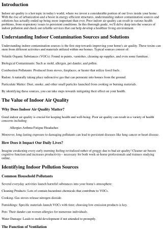 Understanding Indoor Pollution Sources and Solutions