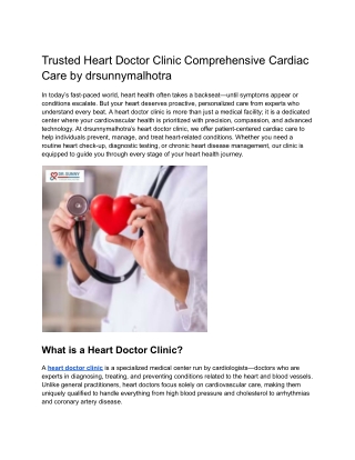 Trusted Heart Doctor Clinic Comprehensive Cardiac Care by drsunnymalhotra