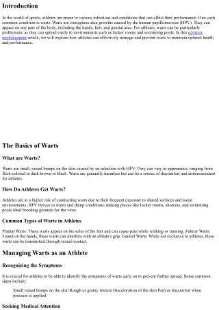 Warts and Athletes: How to Manage and Prevent Infections