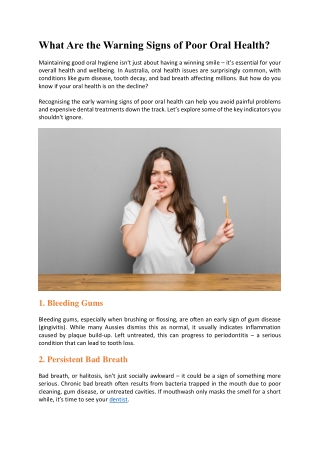 What Are the Warning Signs of Poor Oral Health