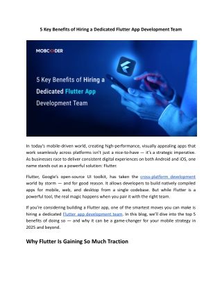 What Makes Dedicated Flutter App Development a Smart Choice?