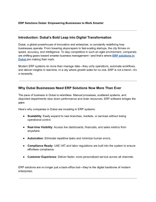 ERP Solutions Dubai: Empowering Businesses to Work Smarter