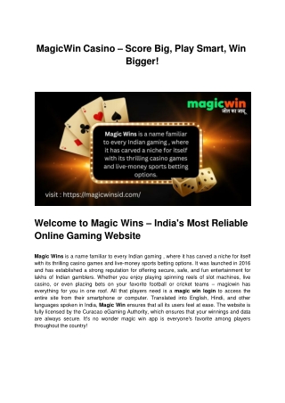 MagicWin Casino – Score Big, Play Smart, Win Bigger! (1)