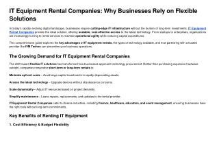 IT Equipment Rental Companies Why Businesses Rely on Flexible Solutions