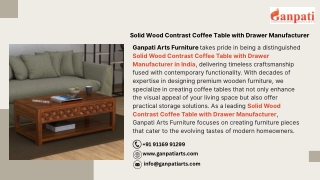 Solid Wood Contrast Coffee Table with Drawer Manufacturer in India