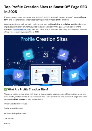 Profile Creation Sites