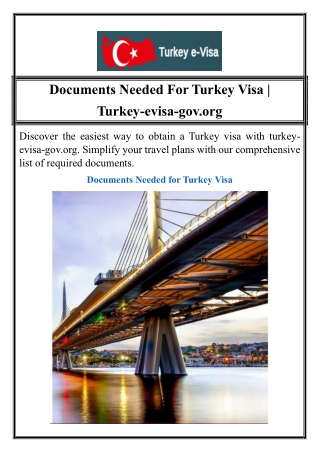 Documents Needed For Turkey Visa | Turkey-evisa-gov.org