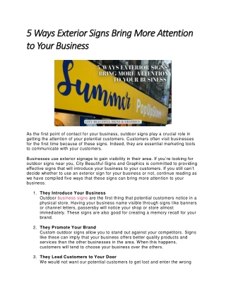 5 Ways Exterior Signs Bring More Attention to Your Business