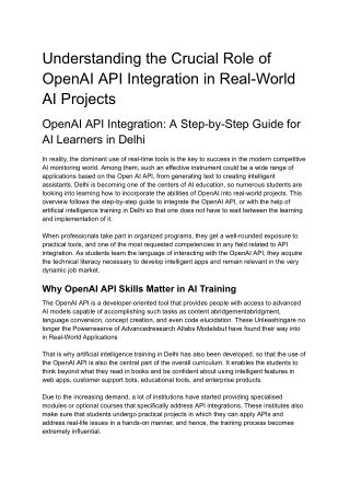 Mastering OpenAI API Integration for Real-World AI Projects_Blog_AI_Delhi_Thejas_18_06