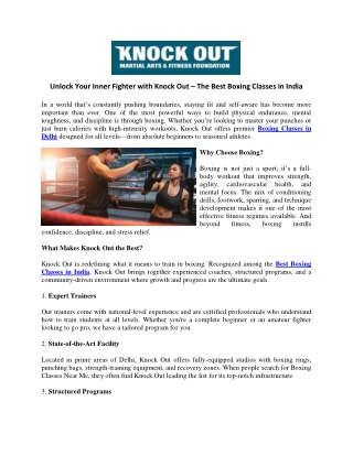 Unlock Your Inner Fighter with Knock Out The Best Boxing Classes in India