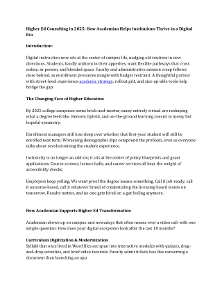 Higher Ed Consulting in 2025 How Academian Helps Institutions Thrive in a Digital Era