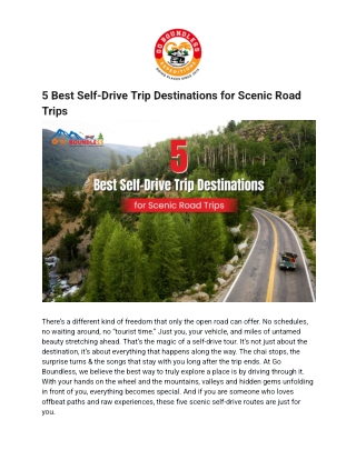 5 Best Self-Drive Trip Destinations for Scenic Road Trips