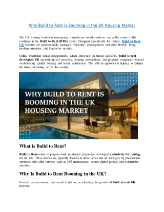 Why Build to Rent is Booming in the UK Housing Market