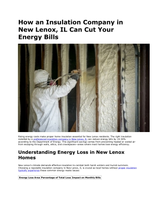 How an Insulation Company in New Lenox