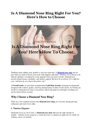 Is A Diamond Nose Ring Right For You Here’s How To Choose