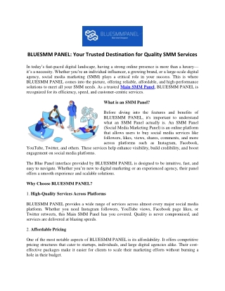 BLUESMM PANEL Your Trusted Destination for Quality SMM Services