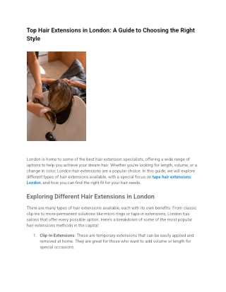 Top Hair Extensions in London_ A Guide to Choosing the Right Style