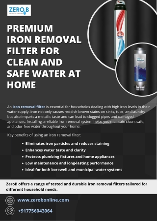 Premium  Iron Removal Filter for Clean and Safe Water at Home