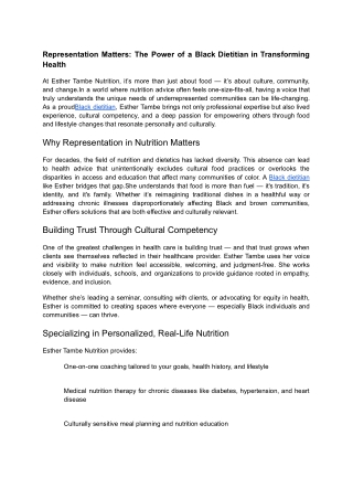 Representation Matters_ The Power of a Black Dietitian in Transforming Health