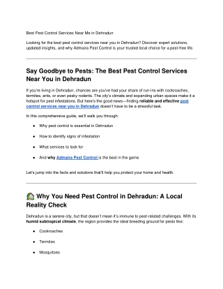 Best Pest Control Services Near Me in Dehradun