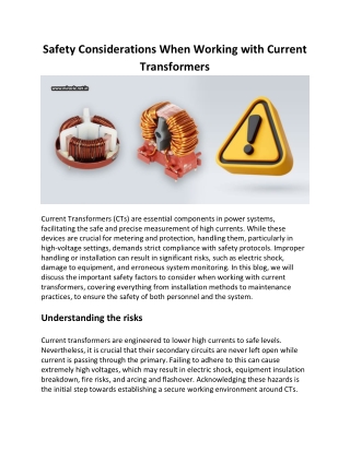 Safety Considerations When Working With Current Transformers