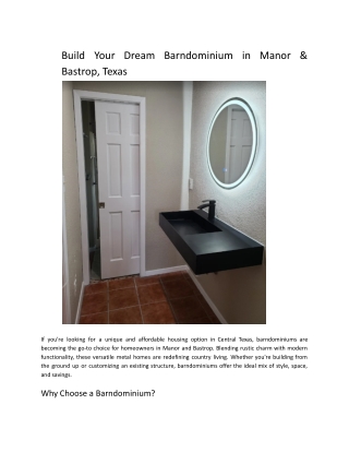 Build Your Dream Barndominium in Manor & Bastrop, Texas