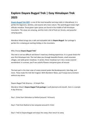 Explore Dayara Bugyal Trek | Easy Himalayan Trek 2025