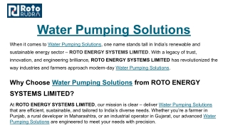 Water Pumping Solutions