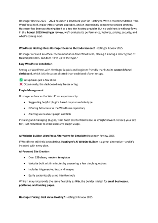 Hostinger Review 2025