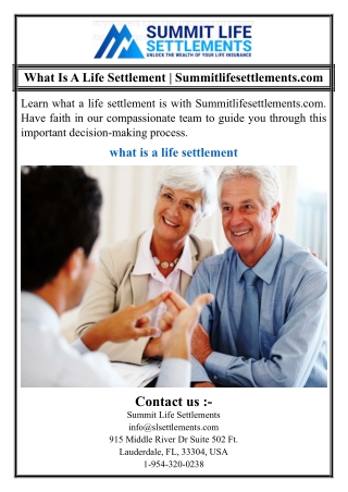 What Is A Life Settlement | Summitlifesettlements.com