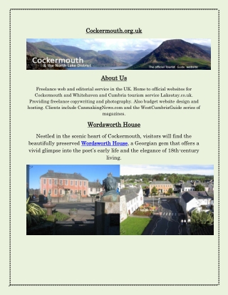 Wordsworth House Step into literary history at Cockermouth’s famous poet's home