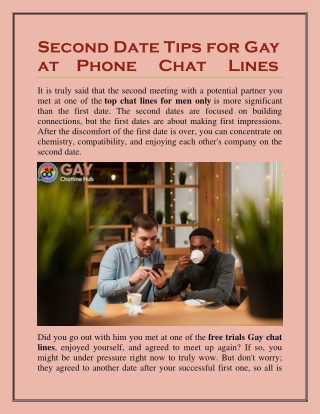 Second Date Tips for Gay at Phone Chat Lines